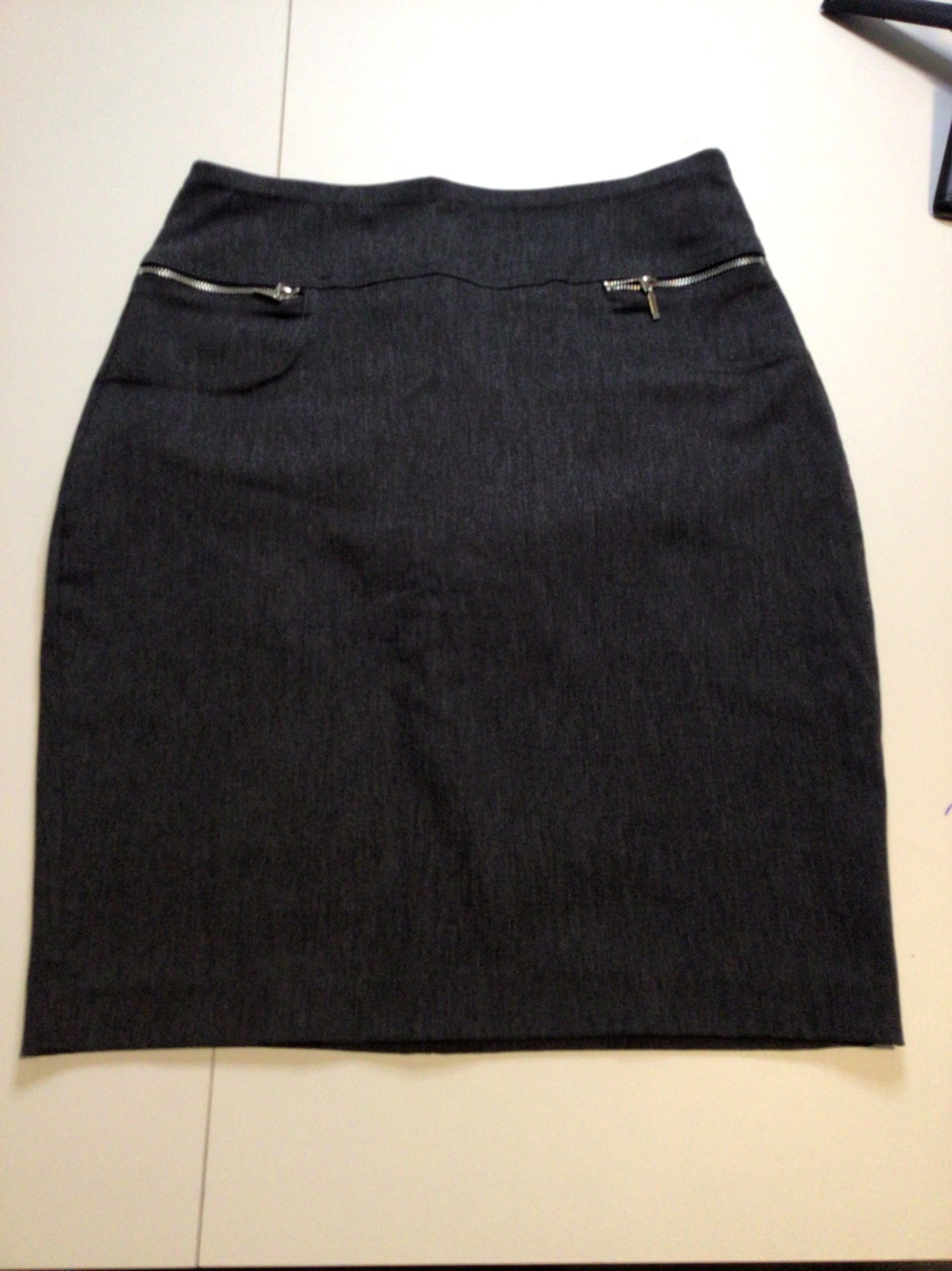 Joe Benbasset Dark Gray Pencil Skirt with Zip Pocket Details